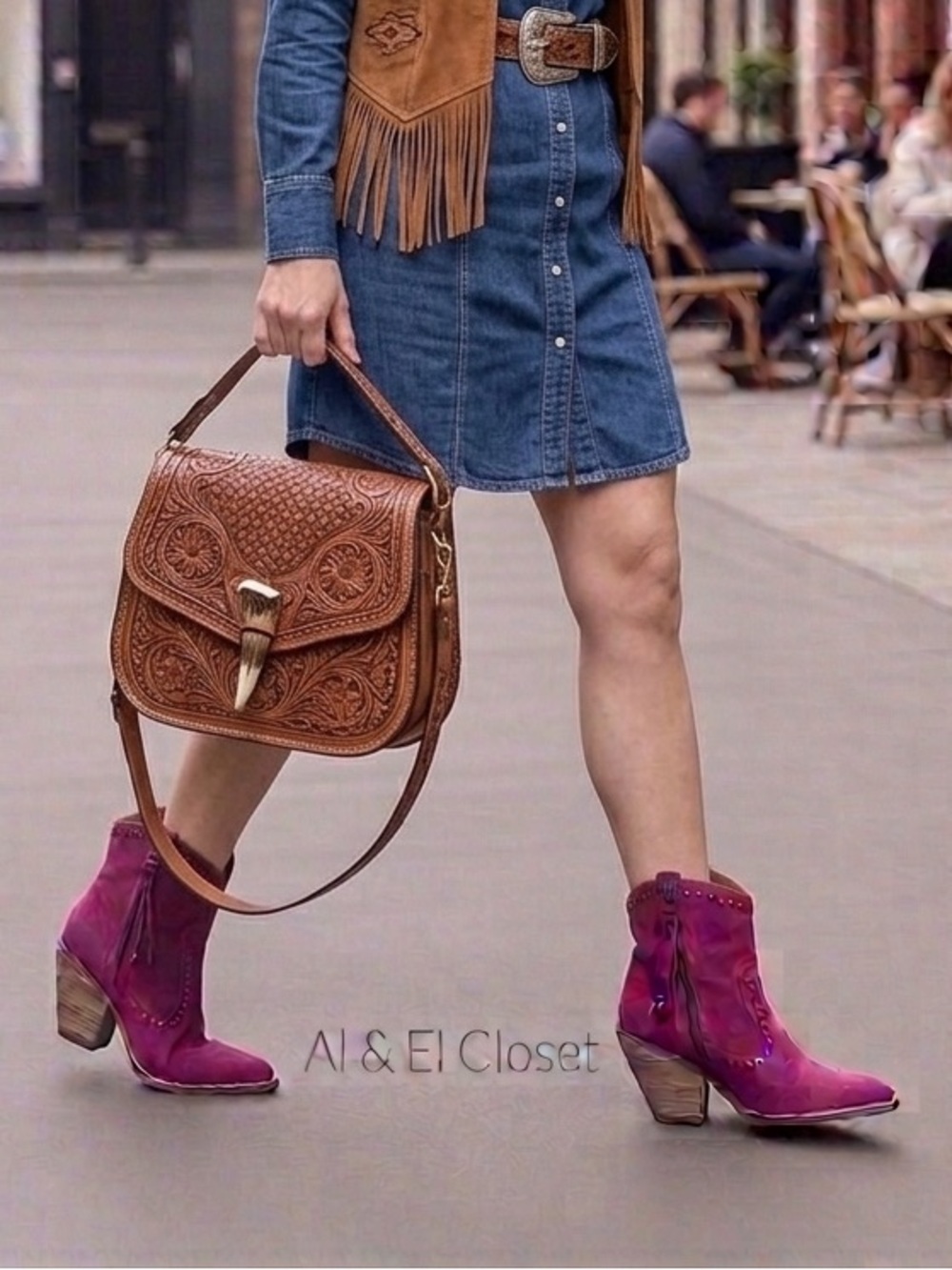 Dingo Women’s Suede Ankle Boots in Fuchsia - Western Block Heel New In Box